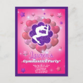 Turnverjaardagsfeest Roze Paarse Uitnodiging (Voorkant)