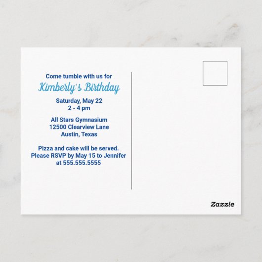 Turnverjaardagsfeest voor meisjes Laten we tumbele Briefkaart (Achterkant)