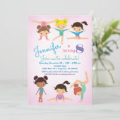 Turnverjaardagsuitnodiging - Roze Meisjes Kaart (Staand voorkant)
