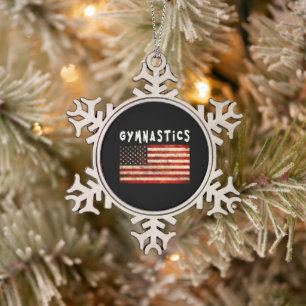 Turnvliegtuig Grunge Amerikaanse Vlag USA Tin Sneeuwvlok Ornament