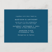 Turoblauw Kalligrafie Save the Date Trouwfoto Uitnodiging Briefkaart (Achterkant)