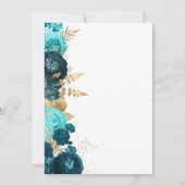 Turoquoise Aqua Goud Bloemig Schrift Bewaar de Dat Aankondiging (Achterkant)