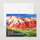 Turpan Vlammende Bergen China Briefkaart (Voorkant / Achterkant)