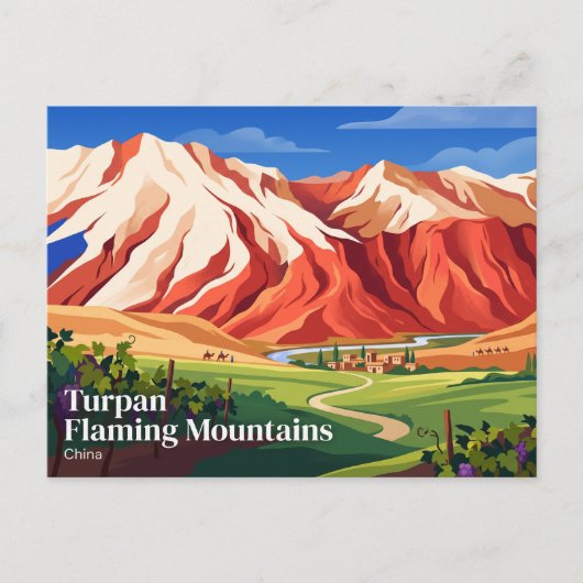 Turpan Vlammende Bergen China Briefkaart (Voorkant)