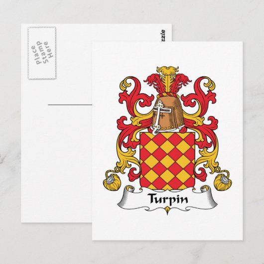 Turpin Family Crest Briefkaart (Voorkant / Achterkant)