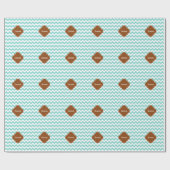 Turq / Aqua Wht Chevron Brown Quatrefoil Monogram Cadeaupapier (Vlak)