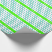 Turq / Aqua Wht Chevron Limoen Naam Monogram Cadeaupapier (Hoek)
