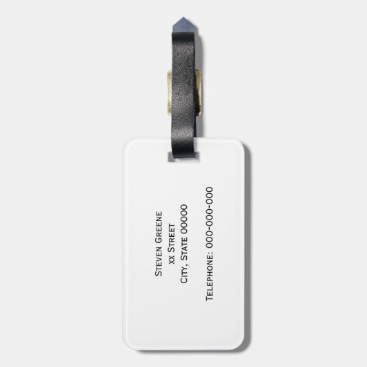 Turq / Aqua Wht Chevron Paars Quatrefoil Monogram Bagagelabel (Achterkant verticaal)