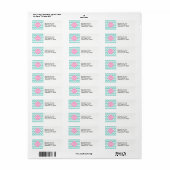 Turq / Aqua Wht Chevron Pink 3 Initiaal Monogram Etiket (Full Sheet)