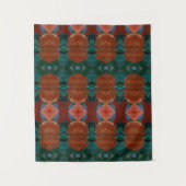 Turq & Coral Ikat Pouf Wandkleed (Voorkant)