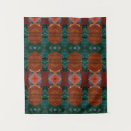 Turq & Coral Ikat Pouf Wandkleed