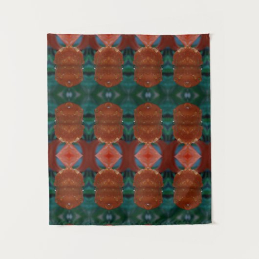 Turq & Coral Ikat Pouf Wandkleed (Voorkant)