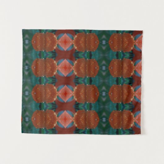 Turq & Coral Ikat Pouf Wandkleed (Voorkant (horizontaal))