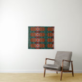 Turq & Coral Ikat Pouf Wandkleed (In Situ (horizontaal))