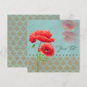 Turqoise Baroque Poppies - Wenskaart (Voorkant / Achterkant)
