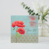 Turqoise Baroque Poppies - Wenskaart (Staand voorkant)