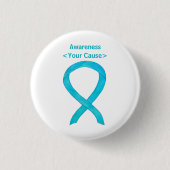 Turqoise Blue Awareness Ribbon Custom Pin Button (Voorkant)