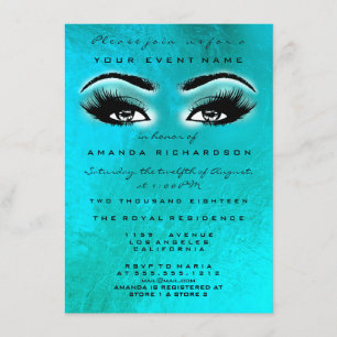 Turqoise Blue Ocean Makeup Glitter Vrijgezellenfee Kaart