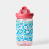 Turqoise Blue Retro Heart Tumbler Waterfles (Voorkant)