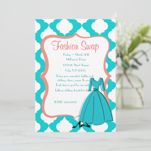 Turqoise & Coral Mode Swap Kaart (Staand voorkant)