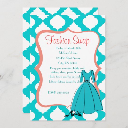 Turqoise & Coral Mode Swap Kaart (Voorkant / Achterkant)