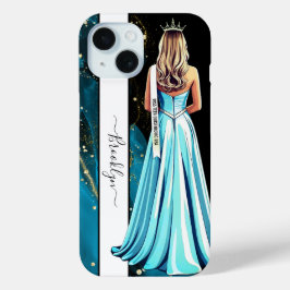 Turqoise Dreams Pageant Portrait Blonde iPhone 15 Case