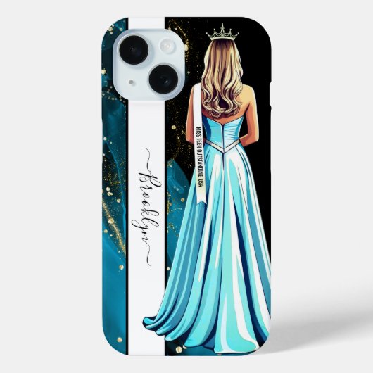 Turqoise Dreams Pageant Portrait Blonde Case-Mate iPhone Case (Achterkant)