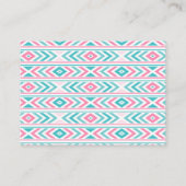 Turqoise en roze Geometric Aztec Pattern Visitekaartje (Achterkant)