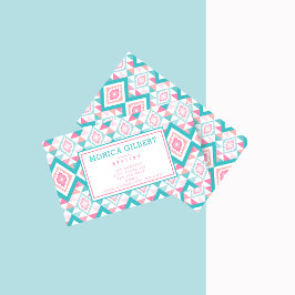 Turqoise en roze Geometric Aztec Pattern Visitekaartje