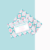 Turqoise en roze Geometric Aztec Pattern Visitekaartje