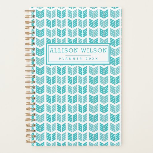 Turqoise Ethnic Aztec Arrows Patroon Planner (Voorkant)