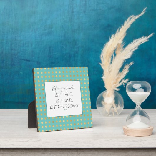 Turqoise Faux Gold Kind SayingTabletop Plaque Fotoplaat (Insitu)