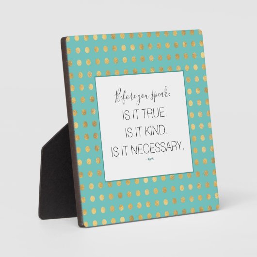 Turqoise Faux Gold Kind SayingTabletop Plaque Fotoplaat (Voorkant)