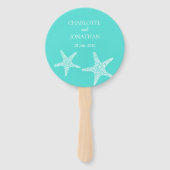 Turqoise Modern Tropical Starfish Beach Wedding Handwaaier (Achterkant)