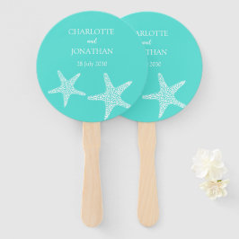 Turqoise Modern Tropical Starfish Beach Wedding Handwaaier