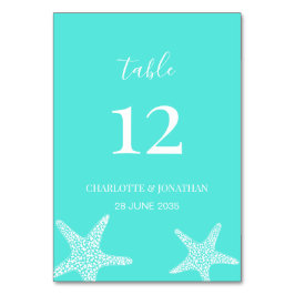 Turqoise Modern Tropical Starfish Beach Wedding Kaart