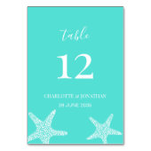 Turqoise Modern Tropical Starfish Beach Wedding Kaart (Achterkant)