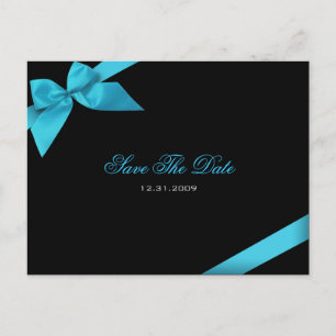 Turqoise Ribbon Wedding Save the Date 2 Aankondigingskaart