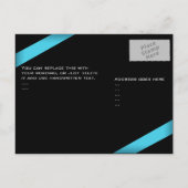 Turqoise Ribbon Wedding Save the Date 4 Aankondigingskaart (Achterkant)