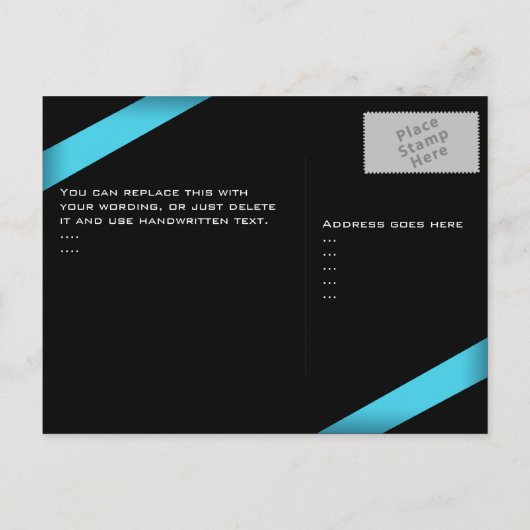 Turqoise Ribbon Wedding Save the Date 4 Aankondigingskaart (Achterkant)