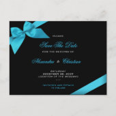 Turqoise Ribbon Wedding Save the Date 4 Aankondigingskaart (Voorkant)