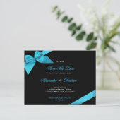 Turqoise Ribbon Wedding Save the Date 4 Aankondigingskaart (Staand voorkant)