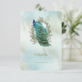 Turqoise Shabby Peacock - Kaart tabelnummer (Staand voorkant)