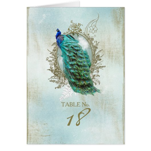 Turqoise Shabby Peacock - Kaart tabelnummer (Voorkant)