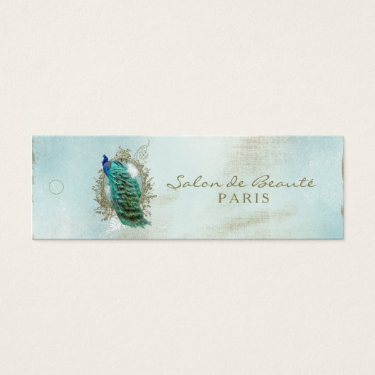 Turqoise Shabby Peacock - Label met koopwaar Mini Visitekaartjes (Voorkant)