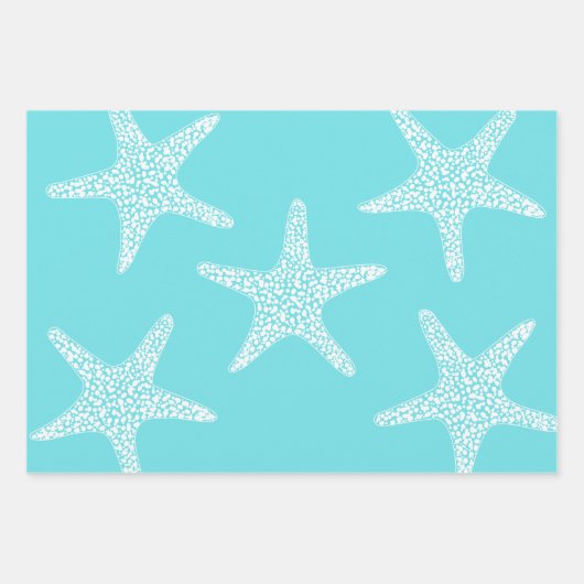 Turqoise Starfish Beach Summer Nautical Pattern Inpakpapier Vel (Voorkant 3)