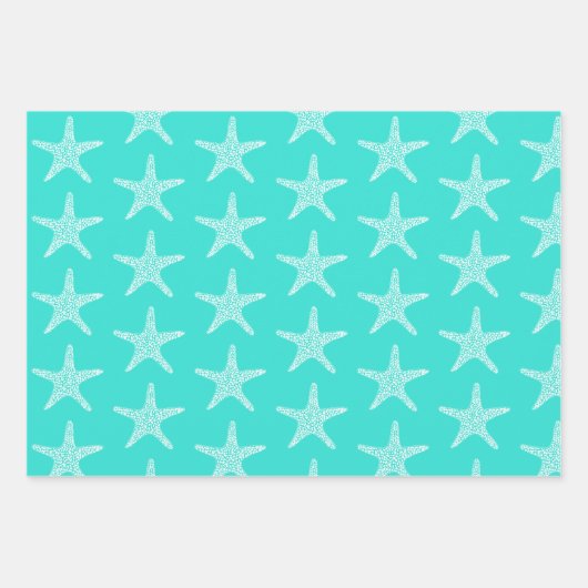 Turqoise Starfish Beach Summer Nautical Pattern Inpakpapier Vel (Voorkant 2)