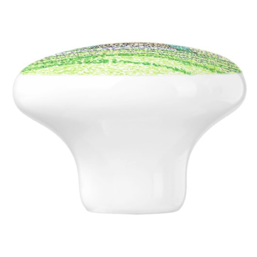 Turqoise vuurtoren keramische knop (Zijkant)