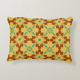 Turqouise Brown and Yellow Spain Tegel Pattern Decoratief Kussen