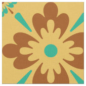 Turqouise Brown and Yellow Spain Tegel Pattern Stof (Close Up)